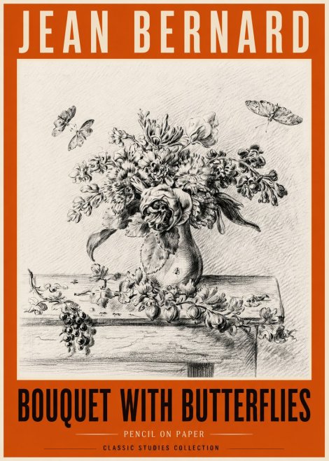 Jean Bernard Floral Still Life with Insects No6 - Poszter