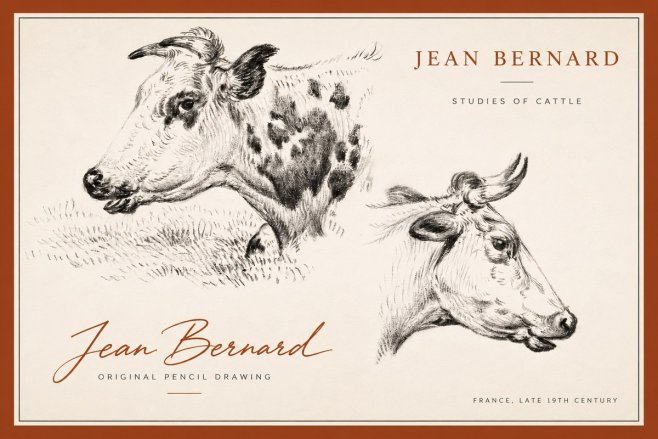 Jean Bernard Studies of Cattle I No3 - Poszter