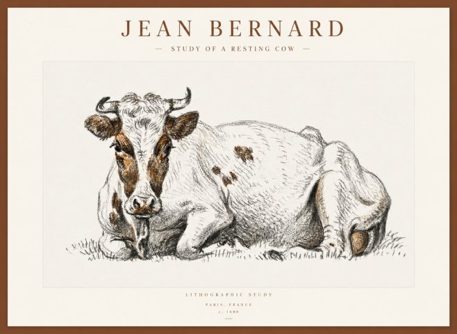 Jean Bernard Study of a Resting Cow III No1 - Poszter