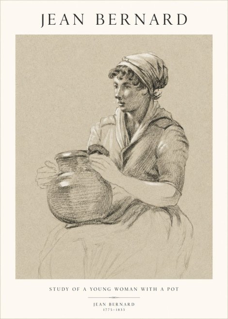 Jean Bernard Study of a Young Woman with a Pot No1 - Poszter
