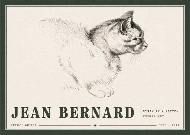 Jean Bernard Study of a Kitten II No5 - Poszter