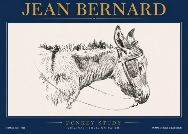 Jean Bernard Donkey Study II No4 - Poszter
