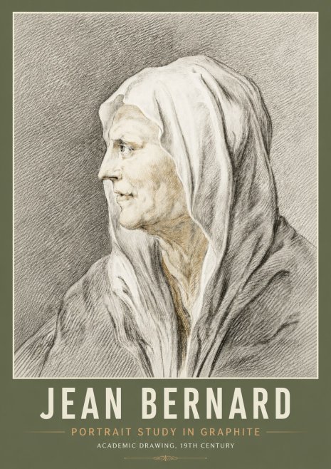 Jean Bernard Profile Study of a Hooded Figure No6 - Poszter