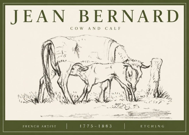 Jean Bernard Cow and Calf I No3 - Poszter