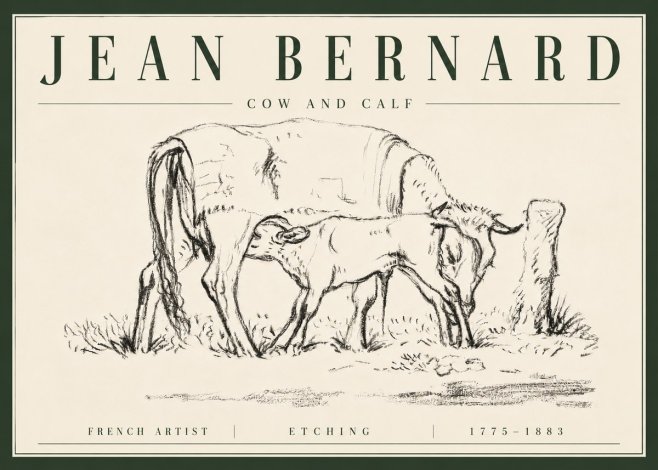 Jean Bernard Cow and Calf I No6 - Poszter
