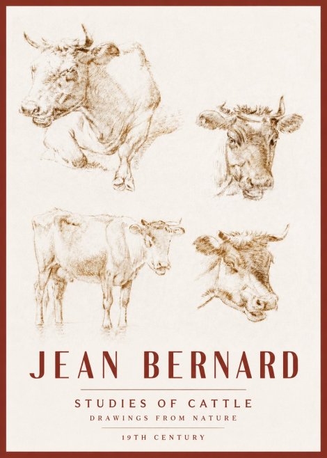 Jean Bernard Studies of Cattle II No3 - Poszter