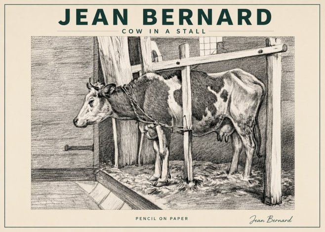 Jean Bernard Cow in a Stall No3 - Poszter