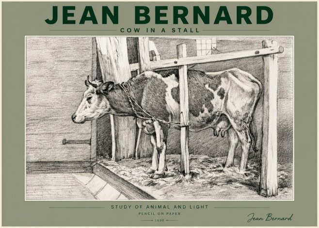 Jean Bernard Cow in a Stall No5 - Poszter