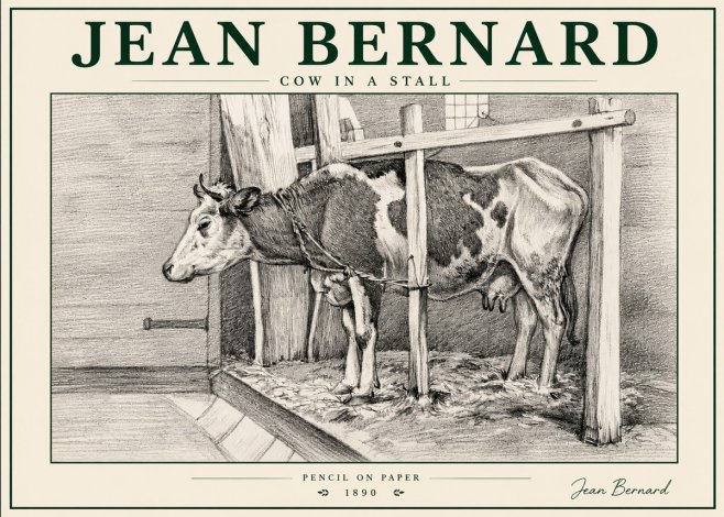 Jean Bernard Cow in a Stall No6 - Poszter