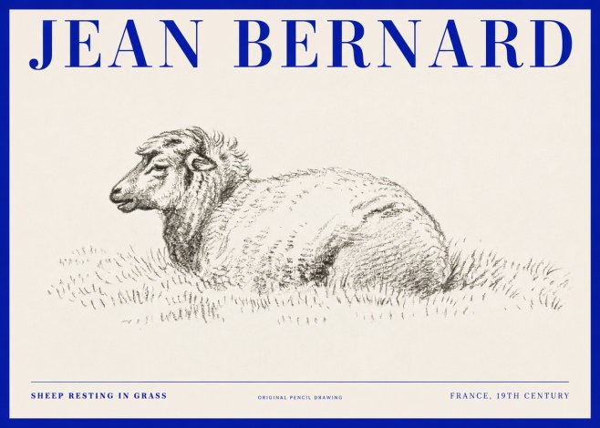 Jean Bernard Sheep Resting in Grass No2 - Poszter
