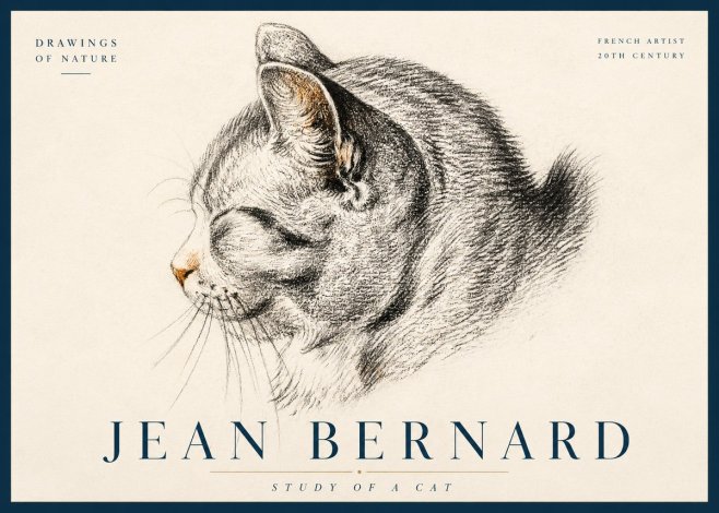 Jean Bernard Study of a Cat I No3 - Poszter