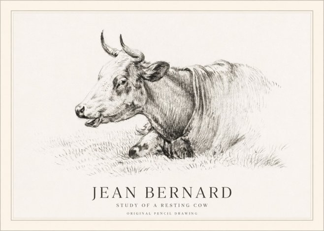Jean Bernard Study of a Resting Cow IV No1 - Poszter