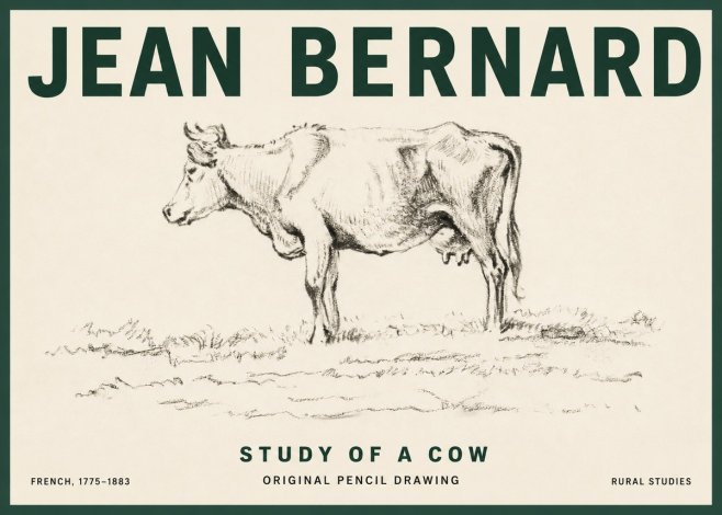 Jean Bernard Study of a Cow III No3 - Poszter