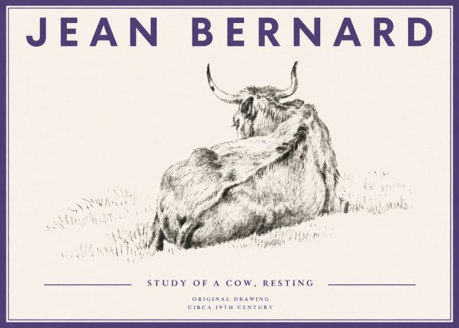 Jean Bernard Resting Bovine - Study in Graphite No5 - Poszter