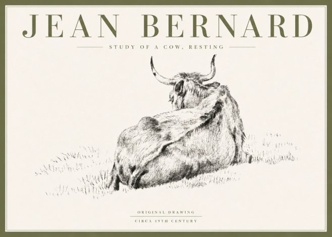 Jean Bernard Resting Bovine - Study in Graphite No6 - Poszter