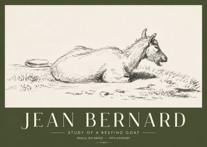 Jean Bernard Study of a Resting Goat No4 - Poszter