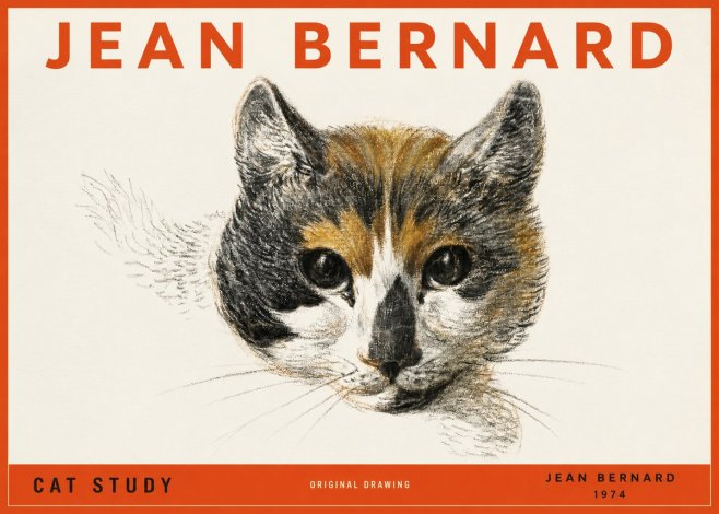 Jean Bernard Study of a Cat II No4 - Poszter