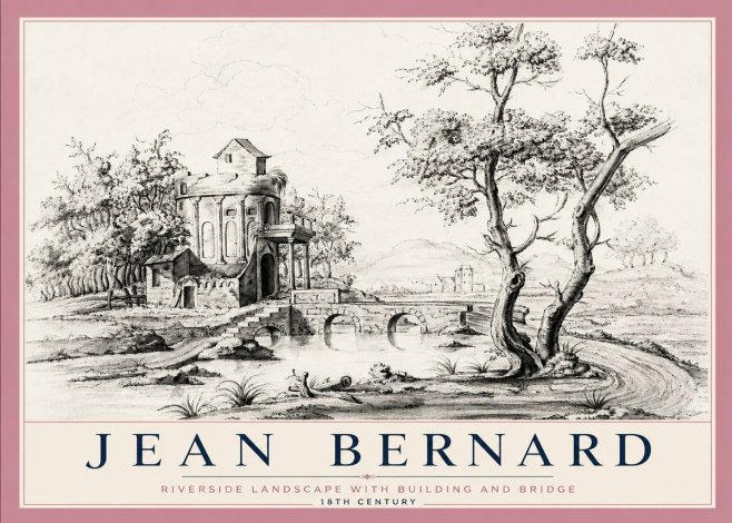 Jean Bernard Riverside Landscape with Bridge and Tower No6 - Poszter