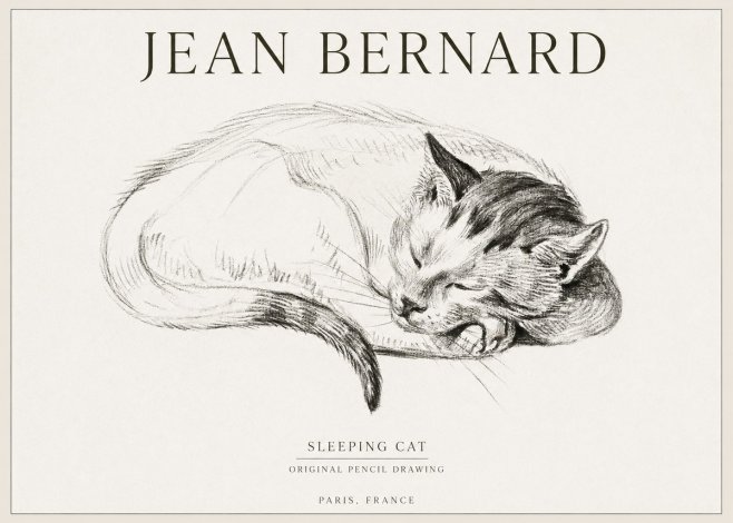Jean Bernard Sleeping Cat IV No1 - Poszter