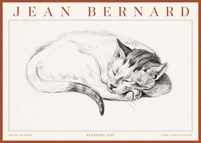 Jean Bernard Sleeping Cat IV No3 - Poszter