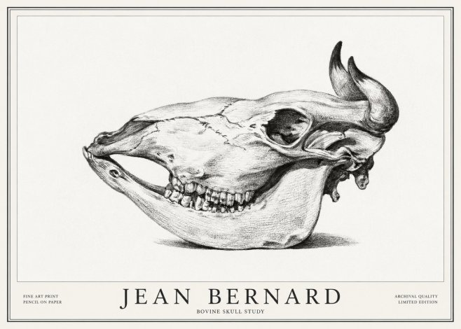 Jean Bernard Bovine Skull Study No1 - Poszter