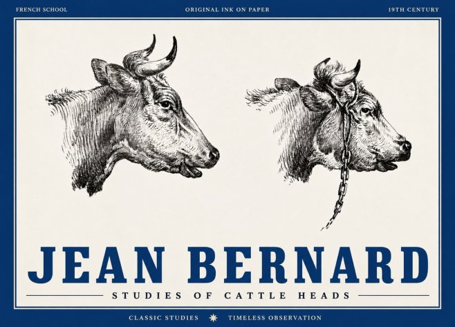 Jean Bernard Studies of Cattle Heads No4 - Poszter