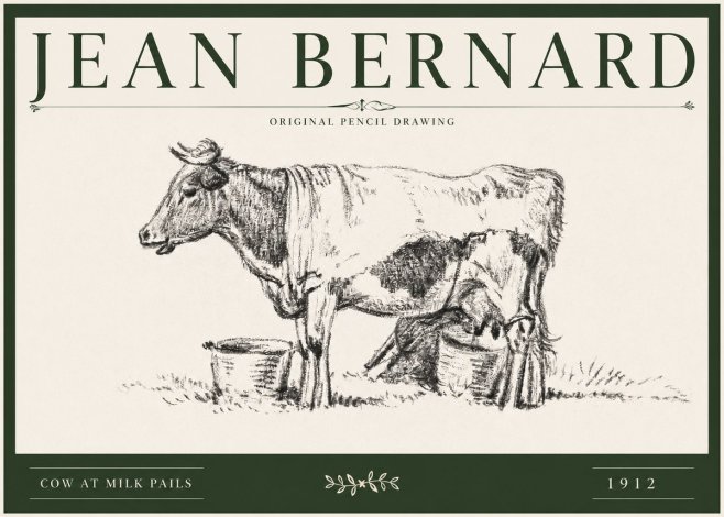 Jean Bernard Cow at Milk Pails No3 - Poszter