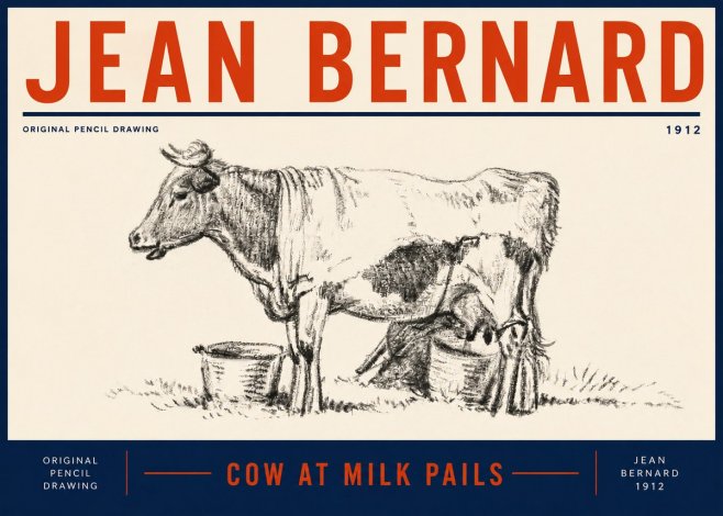 Jean Bernard Cow at Milk Pails No5 - Poszter