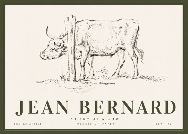 Jean Bernard Study of a Cow VII No6 - Poszter