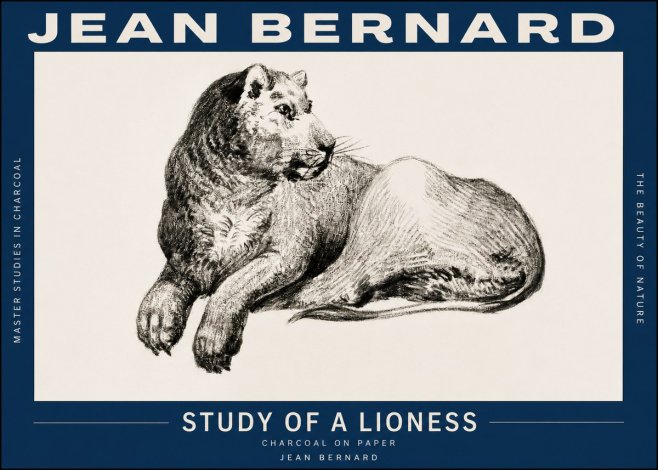 Jean Bernard Lying Lioness No3 - Poszter