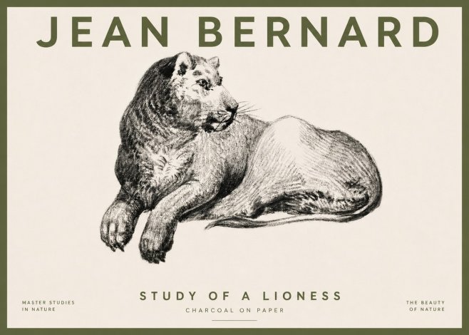 Jean Bernard Lying Lioness No5 - Poszter