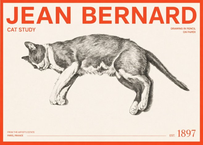 Jean Bernard Cat Study VII No2 - Poszter