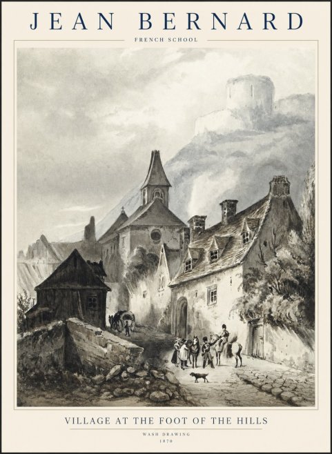 Jean Bernard Village at the Foot of the Hill No2 - Poszter