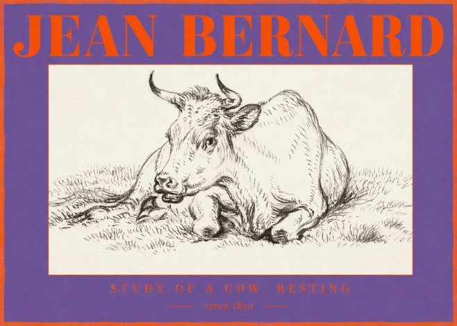 Jean Bernard Study of a Cow, Resting No2 - Poszter
