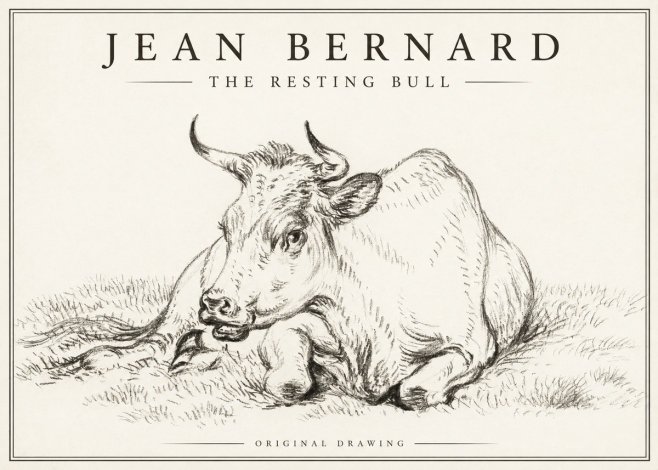 Jean Bernard Study of a Cow, Resting No3 - Poszter
