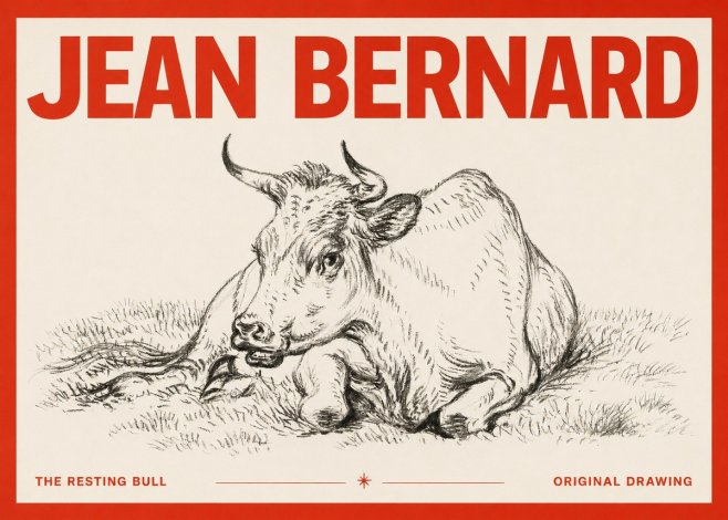 Jean Bernard Study of a Cow, Resting No4 - Poszter