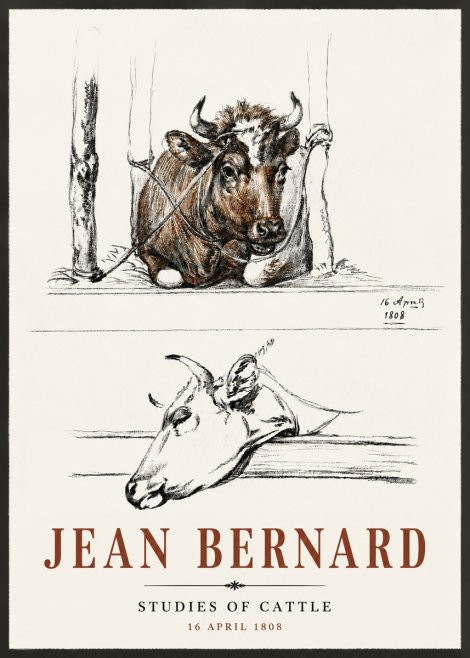 Jean Bernard Studies of Cattle III No6 - Poszter