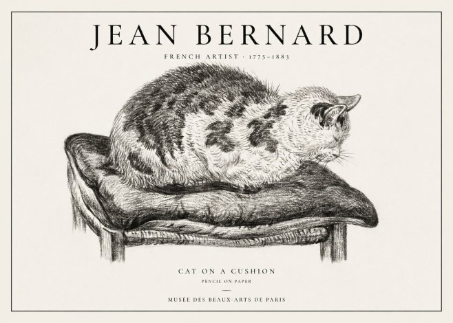 Jean Bernard Cat on a Cushion No1 - Poszter