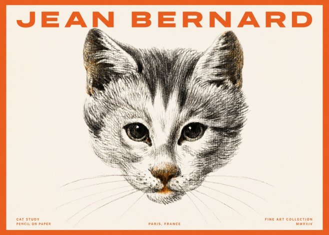 Jean Bernard Cat Study IX No2 - Poszter