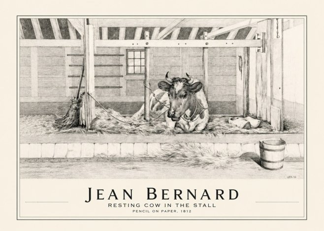 Jean Bernard Resting Cow in the Stall I No1 - Poszter