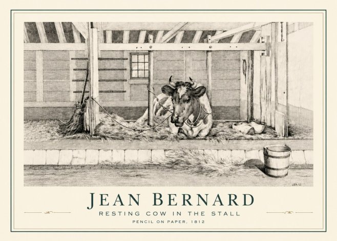 Jean Bernard Resting Cow in the Stall I No3 - Poszter