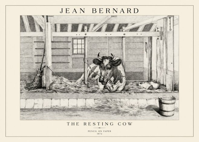 Jean Bernard Resting Cow in the Stall I No5 - Poszter