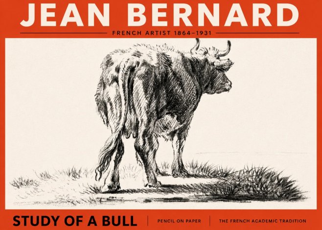Jean Bernard Study of a Bull V No2 - Poszter