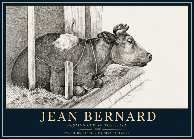 Jean Bernard Resting Cow in the Stall II No3 - Poszter