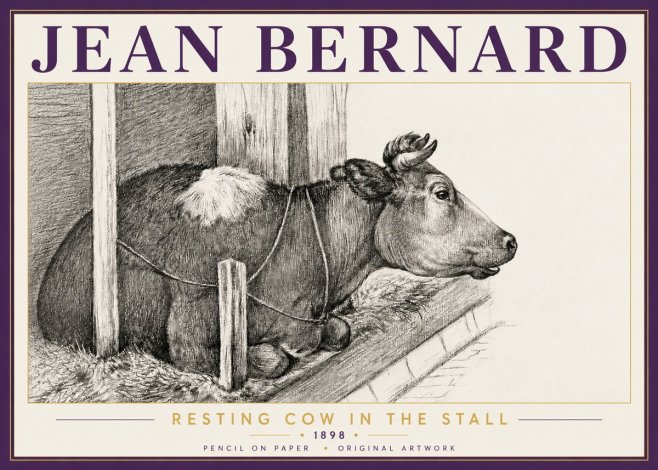 Jean Bernard Resting Cow in the Stall II No5 - Poszter