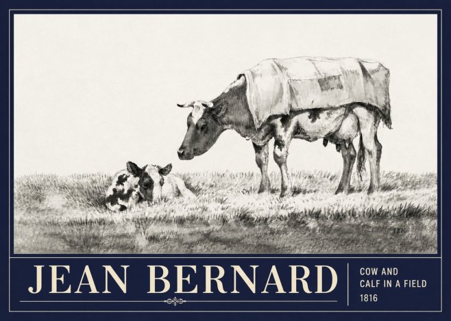 Jean Bernard Cow and Calf in a Field No3 - Poszter