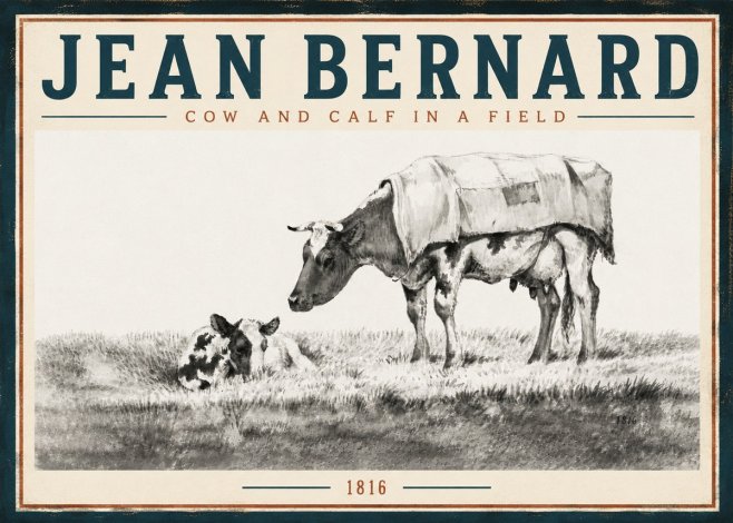 Jean Bernard Cow and Calf in a Field No5 - Poszter