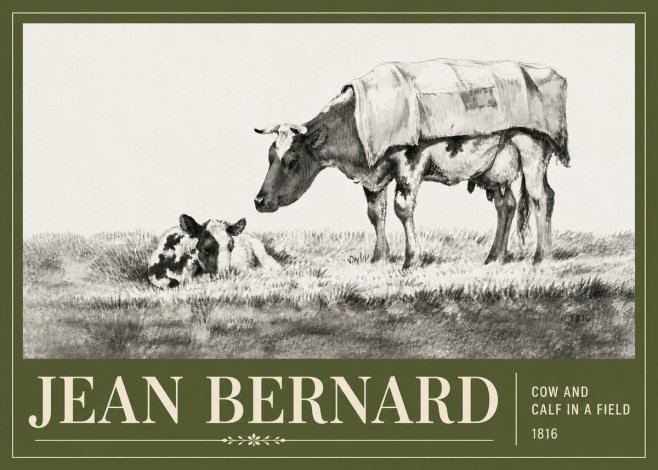 Jean Bernard Cow and Calf in a Field No6 - Poszter