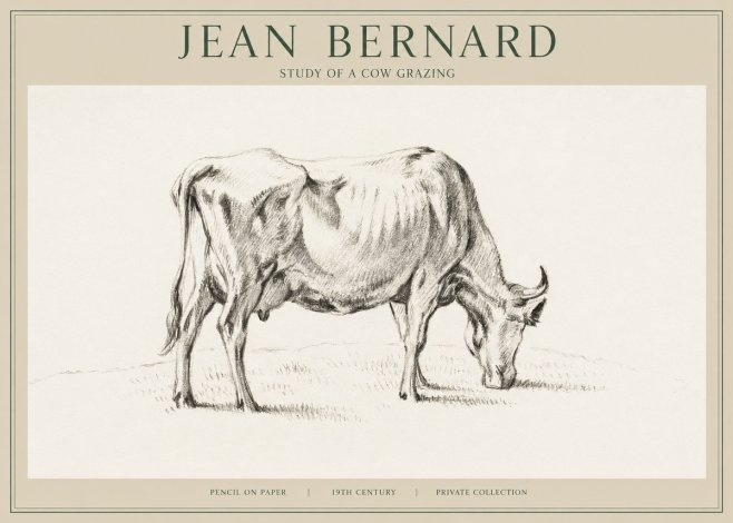 Jean Bernard Study of a Cow Grazing I No1 - Poszter