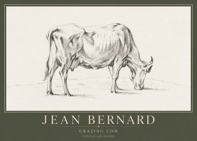 Jean Bernard Study of a Cow Grazing I No5 - Poszter